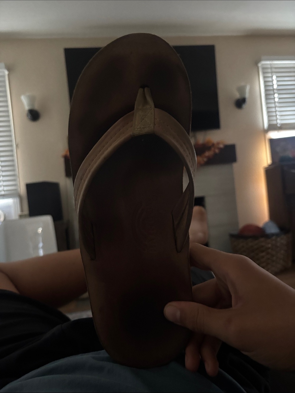 Rainbow Men's Brown Leather Flip-Flop Sandal